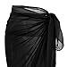 FALETO Womens Swimsuit Chiffon Cover Up Floral Beach Sarong Bikini Swimwear Wrap,#1-Solid Blac