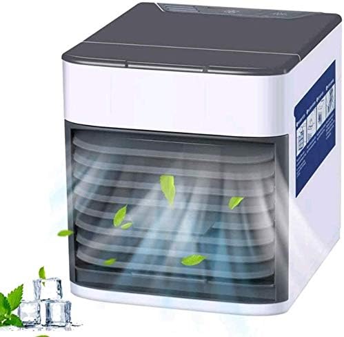 Air Cooler, 3-in-1 Mini Air Conditioner Humidifier Purifier, 3 Fan Speeds 7 Colors LED Lights USB Personal Space Air Condition Cooler Portable Desktop Air Conditioning