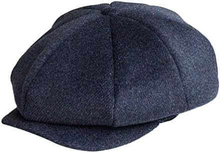 EachWell Men's 8 Piece Wool Blend Newsboy Flat Cap Herringbone Collection Hat