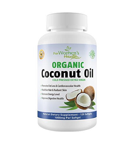 Organic Coconut Oil Capsules - Extra Virgin Coconut Oil Pills For Weight Loss, Healthy Hair & Skin - 120 Softgells - 2000 mg Per Serving - 1000mg Per Vegetarian Pill - Made In Usa