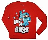 Minecraft Big Boys' 8-20 Like A Boss Youth Long Sleeve Red T-Shirt L
