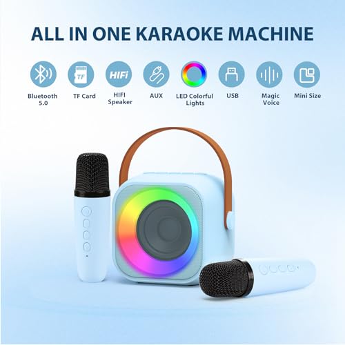 Jeefu Karaoke Maschine Kinder mit 1 Mikrofon, Spielzeug für 3-12 Jahre alte Mädchen Geschenke, Mini Kinder Karaoke Mikrofon Maschine Spielzeug, Geschenke für 5 6 7 8 9 10 11 Jahre Teens Mädchen 2