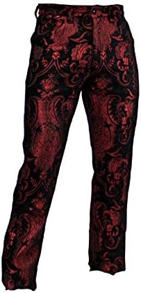 Shrine Men's Victorian Gothic Steampunk Rocker Pants Red Black Tapestry