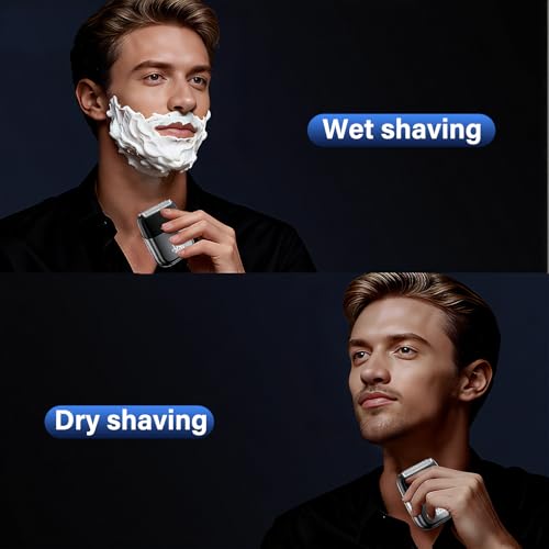 Electric Beard Shaver with LED Display, IPX7 Waterproof Men's Beard Shaver Wet & Dry, Shaver Beard Battery Life 180 Minutes, Lightweight and Quiet, Men's Razor for Beard, Face and Travel