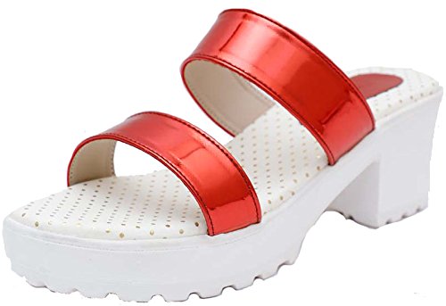 white and red sandals
