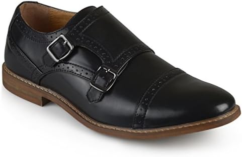 Vance Co. Mens Faux Leather Cap Toe Double Monk Strap Dress Shoes
