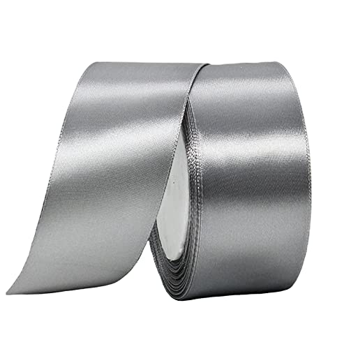 40mm Wide Gray Ribbon Thick Silver Satin Ribbon 22m, 1.5 inch Thick Gray Ribbon for Gift Wrapping Wedding Car Halloween Christmas Birthday Cake Hair Bow Florist Bouquet Crafts Decorations — image 1