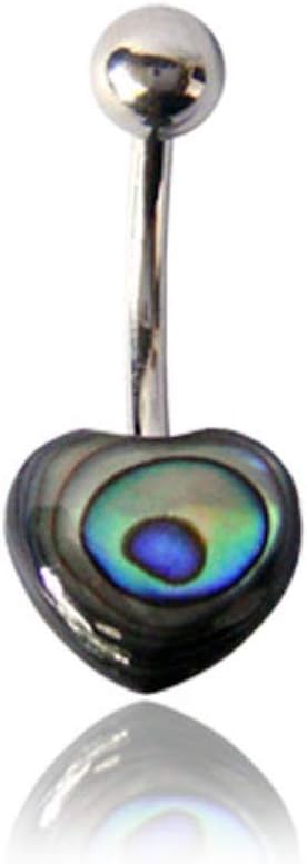 Earth AccessoriesOrganic Shell Belly Button Ring Piercing for Women - Navel Belly Button Rings with Surgical Steel - with Abalone, Mother of Pearl, and More
