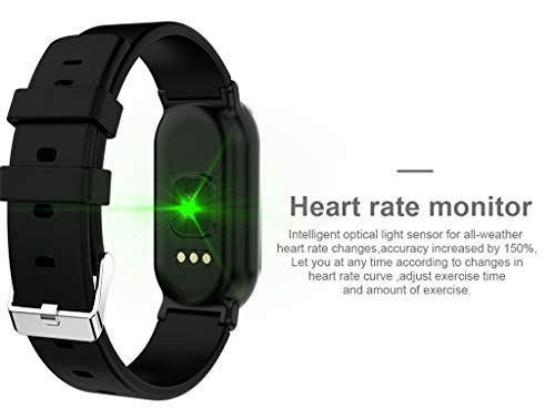 Kanzd T1 Men Women Blood Oxygen Blood Pressure Heart Rate Monitor Sports Smart Watch (Black)