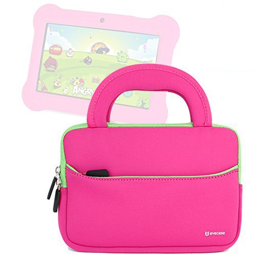 Evecase Fuhu Nabi Jr. / nabi Jr. S - Kids Tablet / nabi Jr. nick Jr. Edition Tablet 5 inch Android Kids Tablet UltraPortable Handle Carrying Neoprene Sleeve Case Bag - Hot Pink