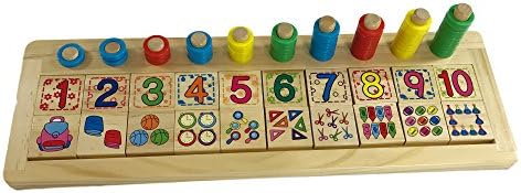 Montessori Wood Learning Toy - Counting, Math, Sorter, Comparison, Stacking by Montesensory Toys