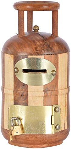 GreenTouch Rakshabandhan Rakhi Gift for Sister - Wood Made Cooking Gas Tank Shape Child Money Saving Bank Kids Gifts