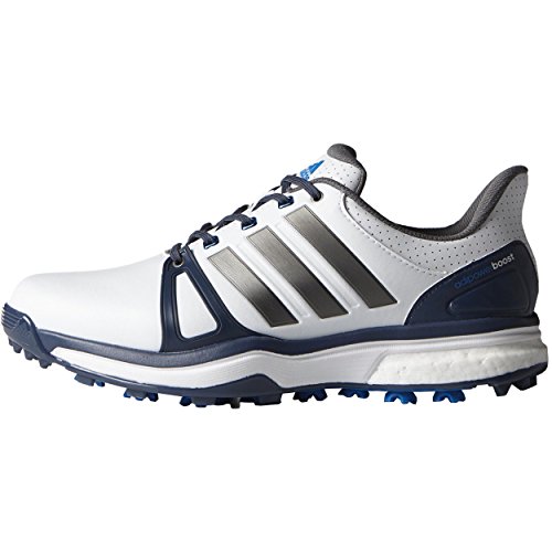 adidas Men's Adipower Boost 2 Golf Cleated, FTWR White/Mineral Blue S16/Shock Blue S16, 13 M US