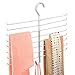 mDesign Metal Closet Rod Hanging Accessory Storage Organizer Rack for Scarves, Ties, Yoga Pants, Leggings, Tank Tops - Snag Free, Geometric Design, 16 Arms/1 Hook - Spira Collection - Pearl White