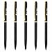 Ace Teah Ballpoint Pen, Stainless Steel Retractable Ballpoint Pens Matte Black Medium Point (1.0mm) Slim Metal Ball Pens Black Ink Gift for Men Women Business Office Supplies - 5 Count