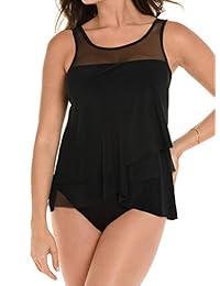 Miraclesuit traje de baño para dama DD-Cup Mirage Solid Full Bust Support Underwire High Neckline Tankini Traje de baño Top