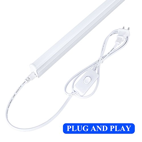 Brillihood T5 Integrated LED Single Light Fixture, 4FT, 2200lm, 6000K (Bright White) Milky Cover, 20W Utility Shop Light, Kitchen, Ceiling and Under Cabinet Light Tube with ON/Off Switch (10-Pack) - Thumbnail 3
