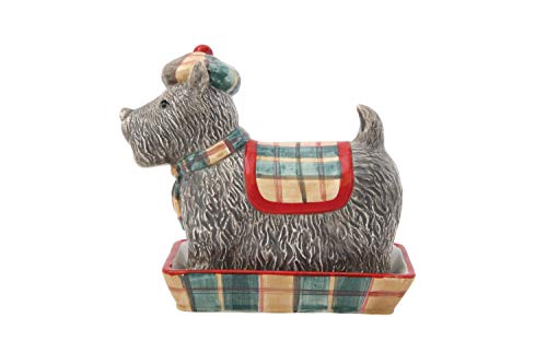 Creative Co-op Scottie Dog Shaped Butter Dish with Lid Cooking and Baking, Grey