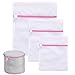 Kakalu® Set of 4 Lingerie Bags for Laundry, Delicates Bra Garment Effective Protection Mesh Zipped Washing Machine Laundry Wash Bag Travel Storage Organize Washer Drying Bag, Premium Quality + Gift