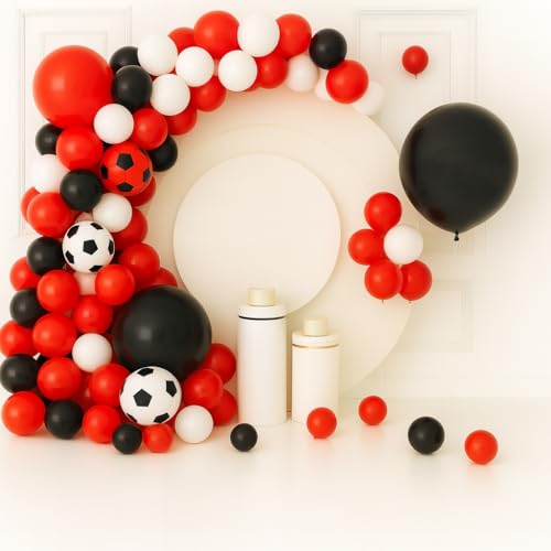 Black White Red & Football Balloons