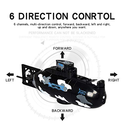 Haoun RC Toy Submarine Model Diving Boat Remote Control Boat for Pools & Lakes, Waterproof Diving in Water Toy for Kids and Adults - Black