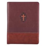 Office Product John 3:16 Cross Two-Tone Zippered Brown Faux Leather Portfolio Folder Book
