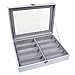 Mooca 8 Slots Deluxe Leatherette Glasses Storage Case with Clear View Top, White