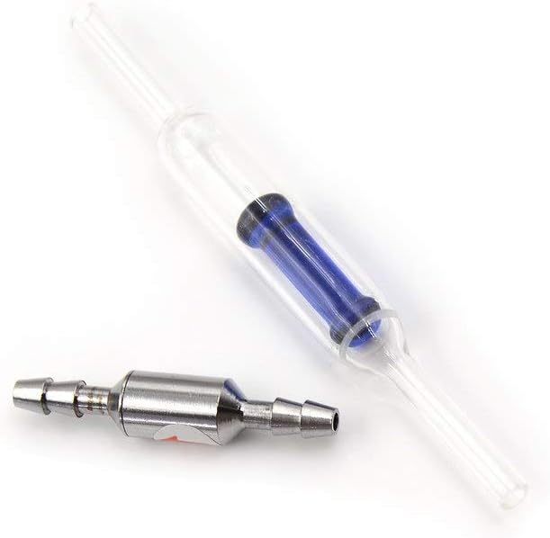 Fincos Stainless Steel CO2 Check Valve One Way for Aquarium CO2 Diffuser Regulator - (Specification: Glass)