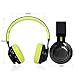 Riwbox Bluetooth Headset, AB005 Wireless Headphones 5.0 with Microphone Foldable Headphones with TF Card FM Radio and LED Light for Cellphones and All Bluetooth Enabled Devices (Black&Yellow)