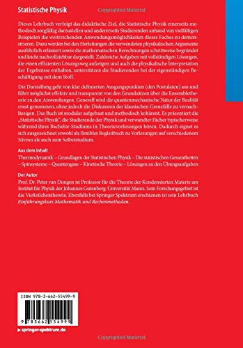 Statistische Physik Von Der Thermodynamik Zur Quantenstatistik In Funf Postulaten Amazon De Van Dongen Peter Bucher