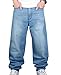 Men's Hip-hop Washed Baggy Denim Jeans Light Blue 36