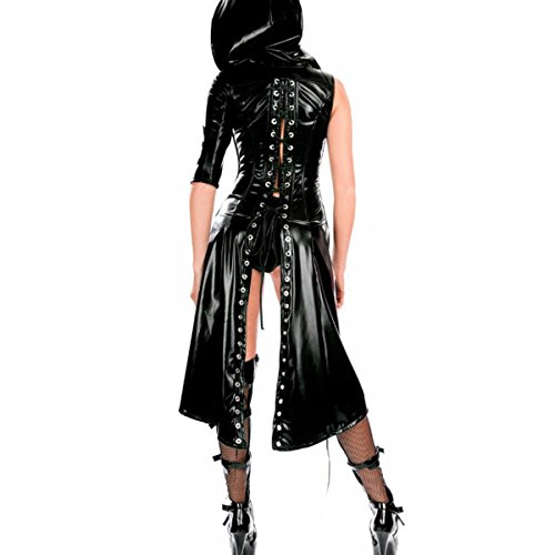 SSScok-Neu-Leder-Body-Babydoll-Wetlook-Dessous-fr-Clubwear-Nachtwsche