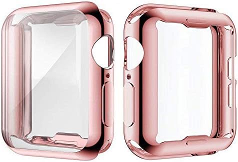 [2-Pack] BELONGME for Apple Watch Screen Protector Series 5 4 3 44mm 40mm 42mm 38mm, Built in TPU All-Around Protective Case Cover for iWatch Series 5/4/3