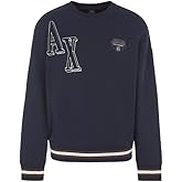 Emporio Armani mens Collegiate Capsule Cotton French Terry Logo Patch Logo Letters Pullover Sweatshirt