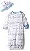 Little Me Baby Boys' Gown and Hat, White Print Safari, 0-3 Months
