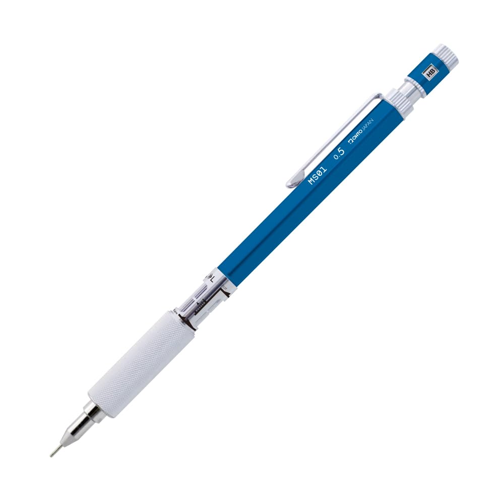 Photo 1 of ??? OHTO MS01 Mechanical Pencil, High-Functionality All-Metal Aluminum and Brass Body Drafting Pencil, 0.5mm, Blue, MS01-SP5-BL