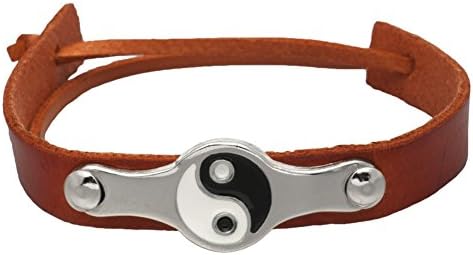 Ying Yang Red Leather Adjustable Bracelet