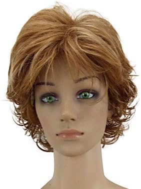 wigstyle Women's Synthetic Wig Short Curly Golden Brown Highlighted/Balayage Hair Layered Haircut Natural Wigs Costume Wig