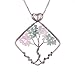 Sedmart Tree of Life Pendant Rose Quartz Green Aventurine Square Necklace Healing Gemstone Jewelry Fathers Day Gift