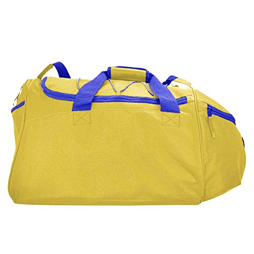 DALIX 24" The Dagger Basketball Duffle Bag Sports Shoe Ball Holder Duffel w Shoulder Strap and Water Bottle Holder (Gold-Royal-Blue) - Thumbnail 2