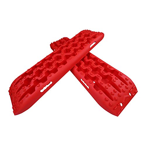 X-BULL New Recovery Traction Tracks Sand Mud Snow Track Tire Ladder 4WD (3Gen, Red)