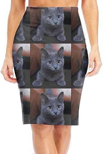 The Russian Blue Cat Women's Fashion Printed Pencil Skirt