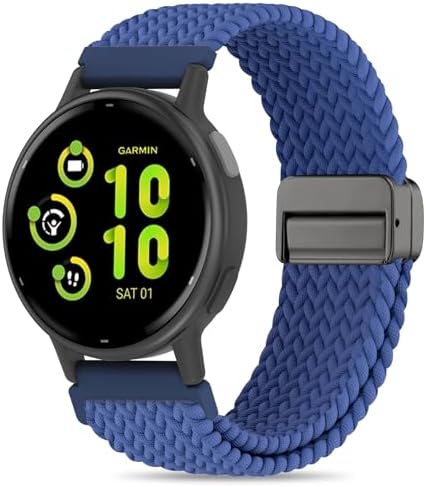 Abanen for Garmin Vivoactive 5/ Venu Sq/Venu 2 Plus Watch Band, 20mm Genuine Leather Quick Release Wristband Strap for Garmin Vivomove Sport, Vivoactive 3 (Black