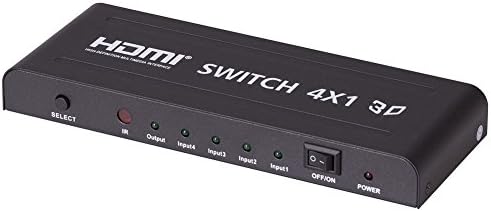 Tbridge 4x1 4 Ports HDMI Switch with Remote Support Full HDTV 3D 1080p, Metal Box Black 4 In 1 Out