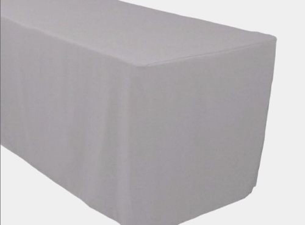 Amazon Com 8 Ft Silver Tablecloth Fitted Polyester Tablecloth