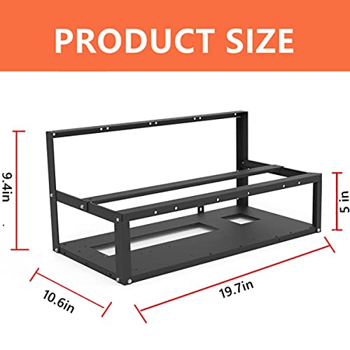 8GPU Mining Rig Frame, Steel Open Air Miner Mining Computer Frame Rig Case for Crypto Coin Currency Bitcoin ETH ETC ZEC Mining Accessories Tools - Frame Only, Fans & GPU is not Included