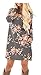 ETCYY Women's Long Sleeve Floral Casual O Neck T-shirt Dress With Pocket,Dark Gray,Large