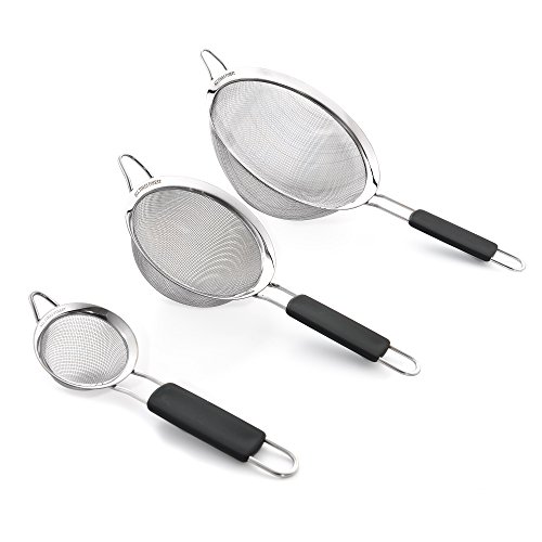 All Times Finest 3pcs Stainless Steel fine mesh food Strainers Set (Ss