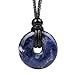 BestAmulets Amulet Lucky Coin Shaped Donut Healing Sodalite Charm Magic and Protection Powers Adjustable Necklace
