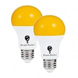 2 Pack LED Dusk to Dawn A19 Bug Light Bulbs, Yellow Bulb, Amber Light with Automatic Sensor Bulb, LED Porch Lights Security Outdoor Bulb, Auto on/Off, 2000K E26, 500 Lumens by Bluex Bulbs